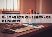 开一个软件开发公司（开一个软件开发公司需要多少流动资金）